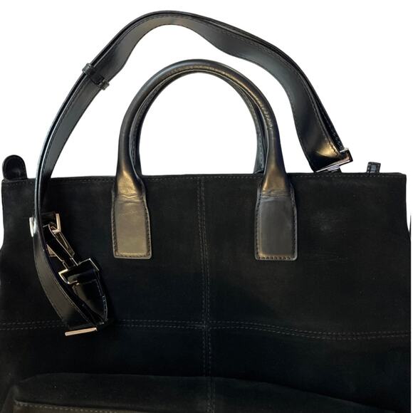 Gucci Tom Ford Vintage Made In Italy Black Suede Tote Bag Rago Bros Restored - Picture 12 of 13